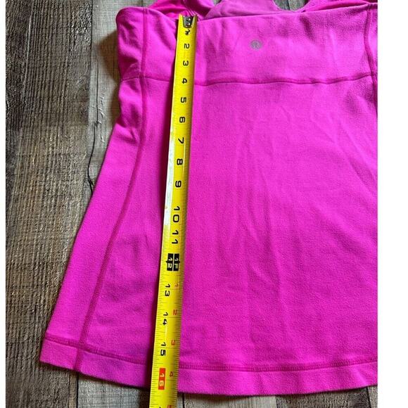 Lululemon Tank Top Magenta Scoop Mesh Racer T- Back Built in Shelf Bra | Size 6 - Picture 6 of 14